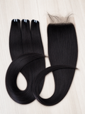 Natural Black Bone Straight (#2) Wig Combo