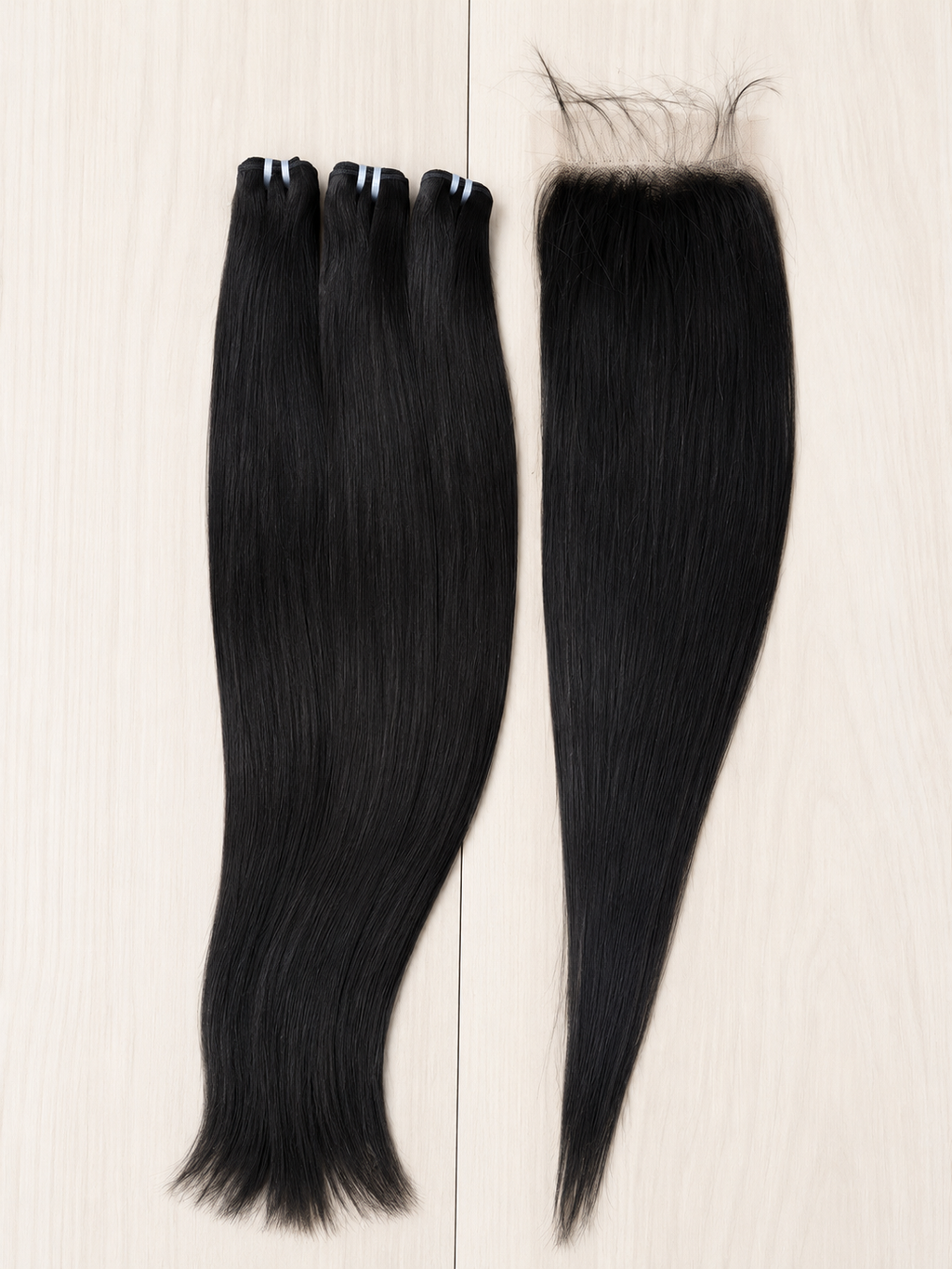 Natural Black Bone Straight (#2) Wig Combo